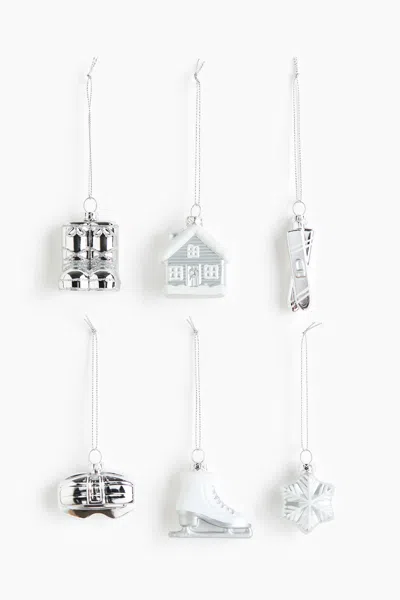 H&m 6-pack Christmas Ornaments In Silver-colored/house
