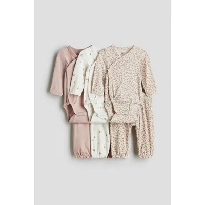 H&m Babies'  6-piece Bodysuit And Pants Set In Brown