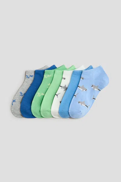 H&m Kids' 7-pack Ankle Socks In Blue