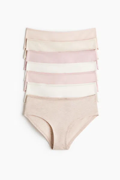 H&m 7-pack Hipster Briefs In Light Beige Melange/light Pink