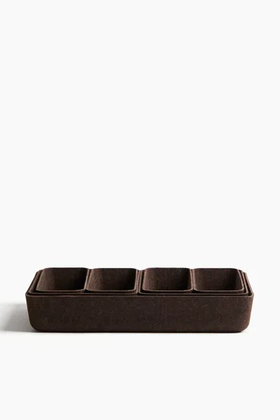 H&m 7-piece Felted Storage Basket Set In Burgundy