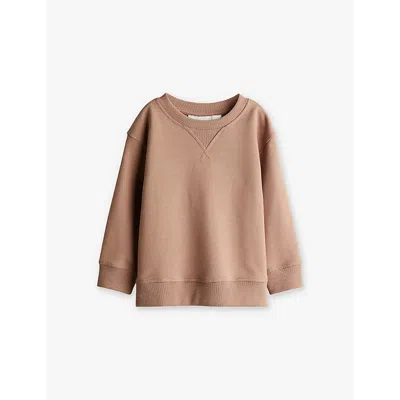 H&m Adorables Kids' Beige Crewneck Relaxed-fit Organic-cotton Sweatshirt 2-10 Y