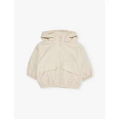 H&M ADORABLES BEIGE DUSTY LIGHT OVERSIZED PATCH-POCKET LINEN-COTTON BLEND WINDBREAKER JACKET 9 MONTHS-3