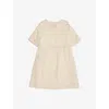 H&m Adorables Beige Dusty Light Sailor Collar Gathered Linen Dress 2-10