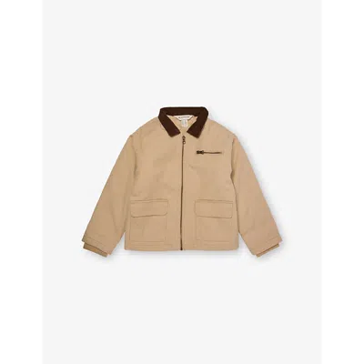 H&m Adorables Kids' Contrast-collar Zip-up Canvas Jacket 2-10 Years Beige Medium Dusty