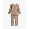 H&m Adorables Beige Riley Ribbed Two-piece Organic-cotton Blend Stretch-jersey Set 4 Months - 3 Year In Beige