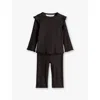 H&m Adorables Black Havannah Frilled-trim Two-piece Stretch-organic Cotton Set 4 Months - 3 Year In Black