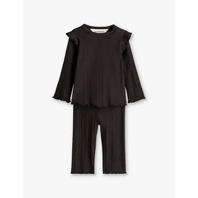 H&m Adorables Kids' Black Havannah Frilled-trim Two-piece Stretch-organic Cotton Set 4 Months - 3 Year