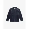 H&m Adorables Blue Dark Pointed-collar Corduory Cotton Overshirt 3 In Blue
