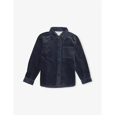 H&m Adorables Kids' Blue Dark Pointed-collar Corduory Cotton Overshirt 3