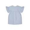 H&m Adorables Blue Dusty Light Frilled-sleeve Linen Dress 2-10 In Blue Dusty Light