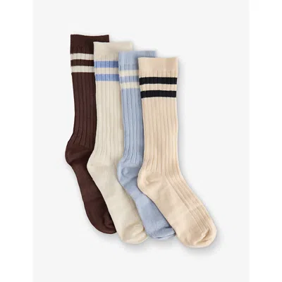 H&m Adorables Kids' Sporty Pack Of Four Cotton-blend Socks In Blue Dusty Light