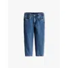 H&m Adorables Blue Elasticated-waist Tapered-leg Denim Jeans 2-10 Y In Blue