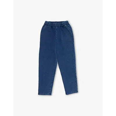H&m Adorables Kids' Denim-look Cotton-jersey Jogging Bottoms 2-10 Years Blue Medium Dusty