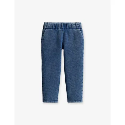 H&m Adorables Kids' Blue Medium Dusty Denim-look Straight-leg Cotton Jogging Bottoms 2-10