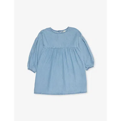 H&m Adorables Kids' Long-sleeve Denim-blend Dress 2-10 In Blue Medium Dusty
