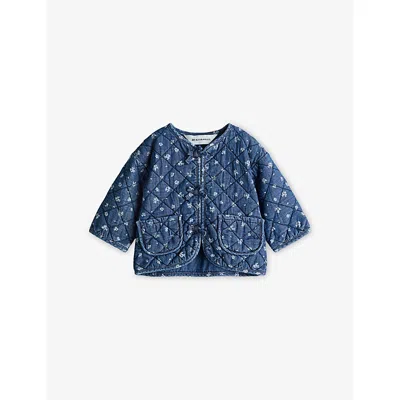 H&m Adorables Babies' Blue Medium Dusty Quilted Floral-print Denim Jacket 4-3