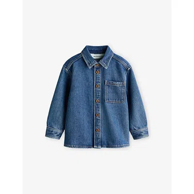 H&m Adorables Kids' Collared Long-sleeve Denim-blend Shirt 2-10