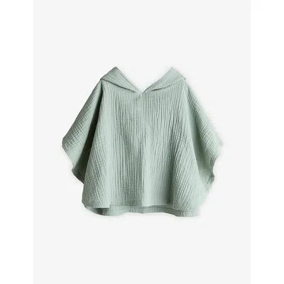 H&m Adorables Kids' Khaki Green Dusty Light Hooded Cotton-muslin Towel Cape 4-36 Month