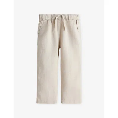 H&m Adorables Kids' Drawstring Elasticated-waist Linen Trousers 3-10 In Brown