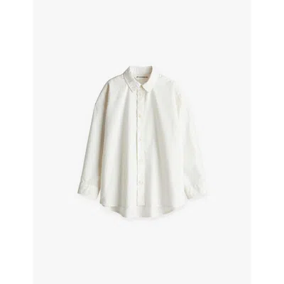 H&m Adorables Kids' Dropped-shoulder Turn-down Collar Cotton Shirt 2-10 Y In White