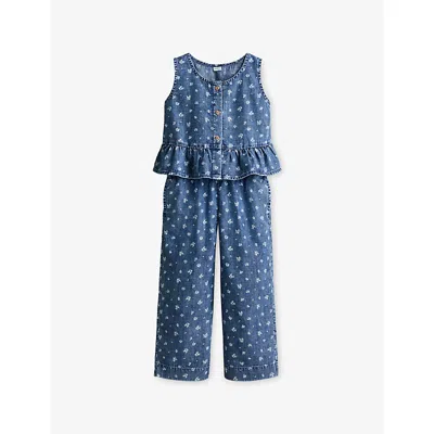 H&m Adorables Kids' Floral-print Two-piece Denim-blend Set 2-10