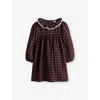 H&m Adorables Frilled-collar Checked Cotton-muslin Dress 2-10 Years Red Dark In Red