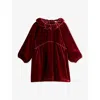 H&m Adorables Frilled-collar Velour Dress 4 Months - 3 Year In Red