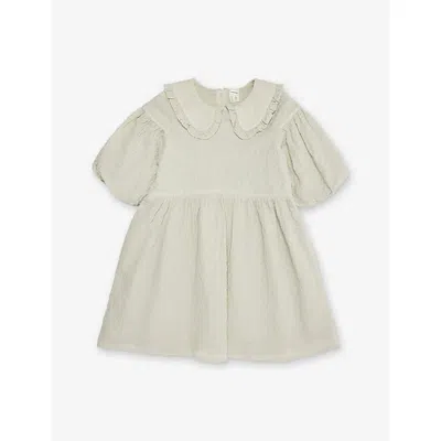 H&m Adorables Kids' Green Dusty Light Frilled-collar Cotton-seersucker Dress 2