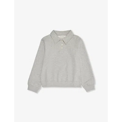 H&m Adorables Kids' Long-sleeve Cotton-jersey Polo Shirt 2-10 In Grey Dusty Light