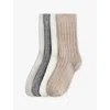 H&m Adorables Grey Kids' Basic Ribbed Pack Of Four Stretch Cotton-blend Socks