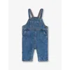 H&m Adorables Justable-strap Patch-pocket Denim-blend Jumpsuit 4 Months-3 Year In Blue Medium Dusty
