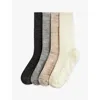 H&m Adorables Black Kids' Basic Ribbed Pack Of Four Stretch Wool-blend Socks In Black