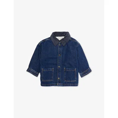 H&m Adorables Kids' Blue Dark Harlem Corduroy-collar Denim-blend Jacket 6 Month In Multi