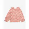 H&m Adorables Orange Dusty Light Frill-collar Floral-print Cotton Blouse 24 Months - 10 In Orange