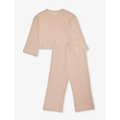 H&m Adorables Kids' Two-piece Waffled Cotton-jersey Set 2 In Orange Dusty Light