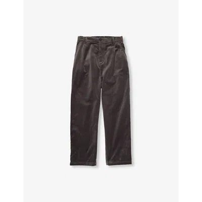 H&m Adorables Kids' Grey Dark Osaka Straight-leg Organic-cotton Velvet Trousers 2-10 Y