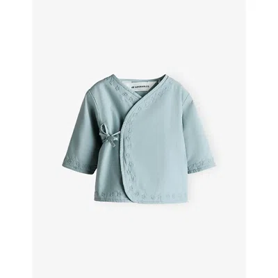 H&m Adorables Babies' Padded Floral-embroidered Cotton Jacket 0-9 Months Turquoise Dusty Lig In Turquoise Dusty Light