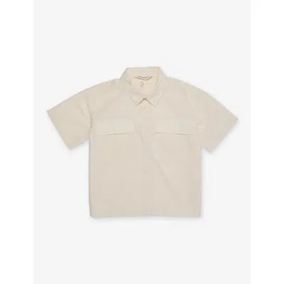 H&m Adorables Kids' White Light Patch-pocket Short-sleeve Cotton Shirt 2-7