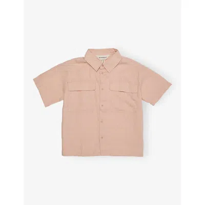 H&m Adorables Kids' Orange Dusty Light Patch-pocket Short-sleeve Linen Shirt 2-10
