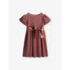 H&m Adorables Puff-sleeve Flared Cotton-velvet Dress 2-10 Years Pink Medium Dusty In Brown