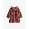 H&m Adorables Ruffle-neck Silk-blend Velour Dress 4-36 Months Pink Medium Dusty In Brown