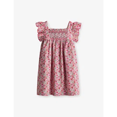 H&m Adorables Kids' Pink Medium Floral Smocked Cotton Dress 2-10