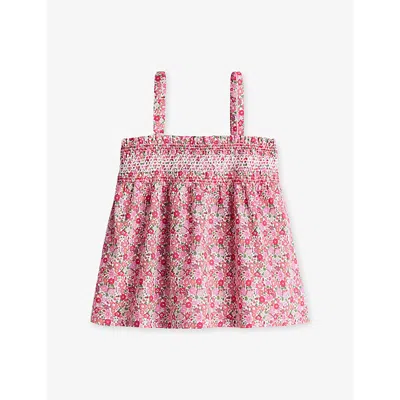 H&m Adorables Kids' Pink Medium Floral-print Smocked Cotton Top 2-10