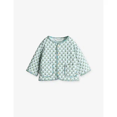 H&m Adorables Kids' Quilted Floral-print Button-down Jacket 4-36 In Turquoise Dusty Light