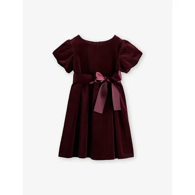 H&m Adorables Kids' Bow Puff-sleeve Velvet Dress 2-10 In Red