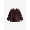 H&m Adorables Checked Band-collar Cotton-muslin Shirt 4-36 In Red