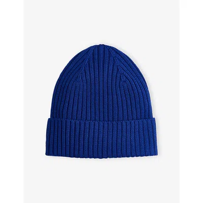 H&m Adorables Kids' Ribbed Fold-up Wool Beanie Hat 18 Months-12 Years Blue Medium