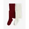 H&m Adorables Red Dark Ribbed-knit Pack Of Two Cotton-blend Tights 2 Months - 4 In Multi