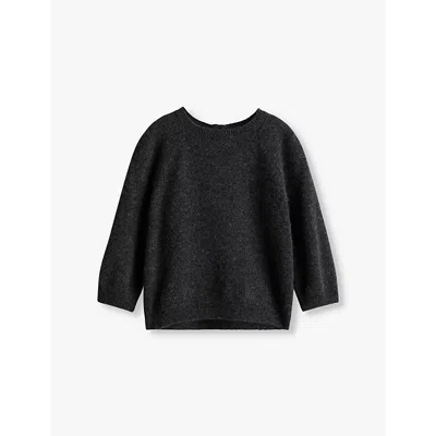 H&m Adorables Kids' Round-neck Long-sleeve Cashmere Jumper 6 Months-3 Year In Grey